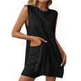 thumbnail image 3 of Women'S Summer 2 Piece Matching Long Sweater Shorts Sets Travel Resort Wear Sleeveless Knit Outfits Black M, 3 of 8