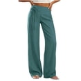 thumbnail image 2 of Tsesme Women’s Elastic Waist Faux Jeans Straight Leg Pull on Denim-like Pants, Loose Casual Trousers with Pockets, 2 of 6