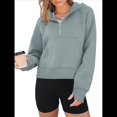 thumbnail image 2 of Sudaderas con Capucha para Mujer Sudaderas Forro Sudaderas de Entrenamiento de Moda de Otoño Chaquetas de Invierno Suéteres de Gran Tamaño Camisetas Ropa 2025 Gris Verde M, 2 of 8