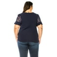 thumbnail image 3 of Women's Plus Size Classic Solid Top with Lace Accent - Casual and Elegant, 3 of 6
