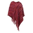 thumbnail image 2 of Women Poncho with Tassels Knitted Shawl Scarf Fringed Wrap Sweater Pullover Cape, 2 of 9