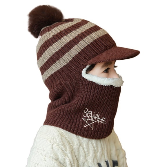 Karoyedx Hats for Girls Kids Balaclava Ski Mask Heavyweight Fleece Face Cover Warmer for Cold Weather Windproof Winter Hat Balaclava for Boys Girls Coffee Size,One Size