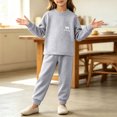 thumbnail image 7 of Cethrio Girls Thermal Sets, Long Sleeve 2 Piece Casual Fleece-lined Kids Pajama Sets Gray Size 2-3 T, 7 of 7