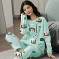 thumbnail image 1 of Pijamas de manga larga para mujer, conjunto de ropa de casa informal de gran tamaño, sección delgada, otoño e invierno, primavera y otoño, nuevo, 1 of 4