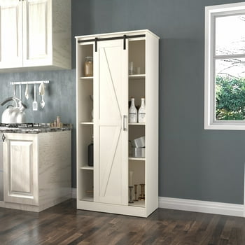 Hillsdale Woven Paths Shelton Wood Kitchen Pantry with Sliding Door