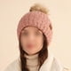thumbnail image 4 of Gorros de esquí con pompón y forro polar de punto para mujer, gorros de punto fino con protección para los oídos, cálidos para exteriores, mantienen el calor y previenen el frío, 4 of 5
