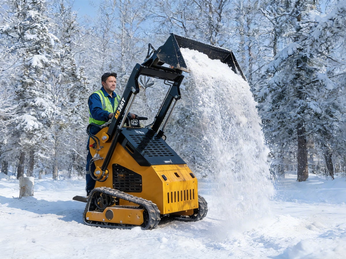 MMS New Mini Skid Steer Loader MS360T, 13.5HP 420cc RATO GAS Engine Stand-on Crawler Loader,  Foldable Pedals Track Loader