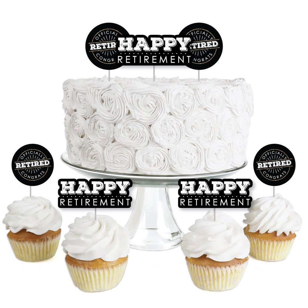Happy Retirement Dessert Cupcake Toppers Retirement Party Clear