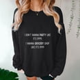 thumbnail image 4 of Jinhomg Novelty Sweatshirt for Women 2026 Trendy Letter Print Casual Tops Oversized Comfy Long Sleeve Drop Shoulder Pullover Ladies Cute Gift Black L, 4 of 5