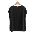 thumbnail image 5 of TEAJOPSUU Women's Pajama Top Comfy V-Neck Batwing Sleeve Loungewear Top Loose Fit Casual Sleepwear Blouse 3X-5X Black, 5 of 5
