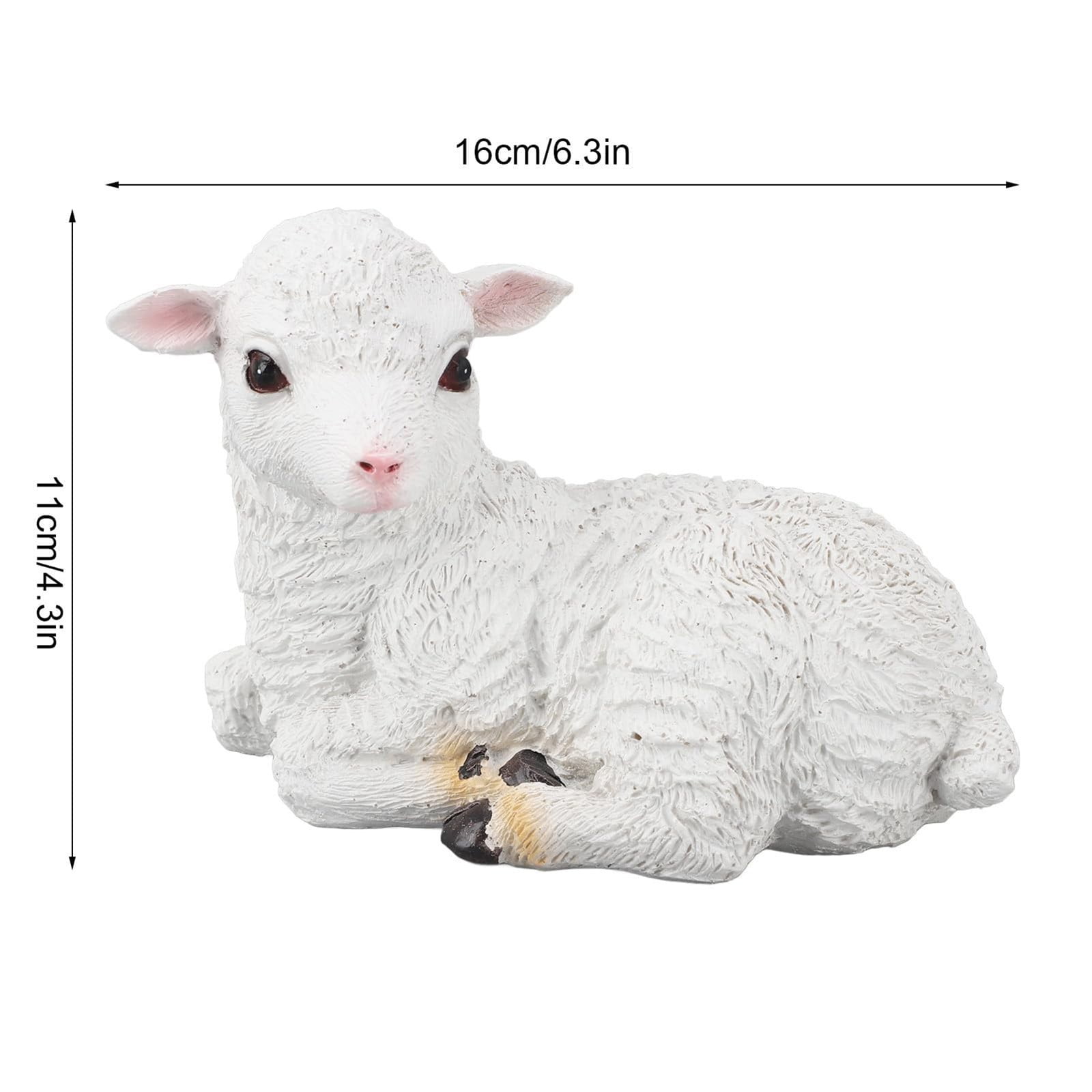 GQDIN Lifelike Resin Lamb Statue for Outdoor Decor - Farmhouse Animal Sculpture for Garden, Patio, Indoor Display | Weather-Resistant Art Craft for Terrace,Porch,Wall |Rustic Decor,7" tall