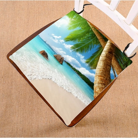 Island Seating YKCG Beach Palm Tree Coast of Beach Nature Island Coconu Tree Seat Cushion Chair Cushion Floor Cushion Twin Sides 16x16 inches ()
