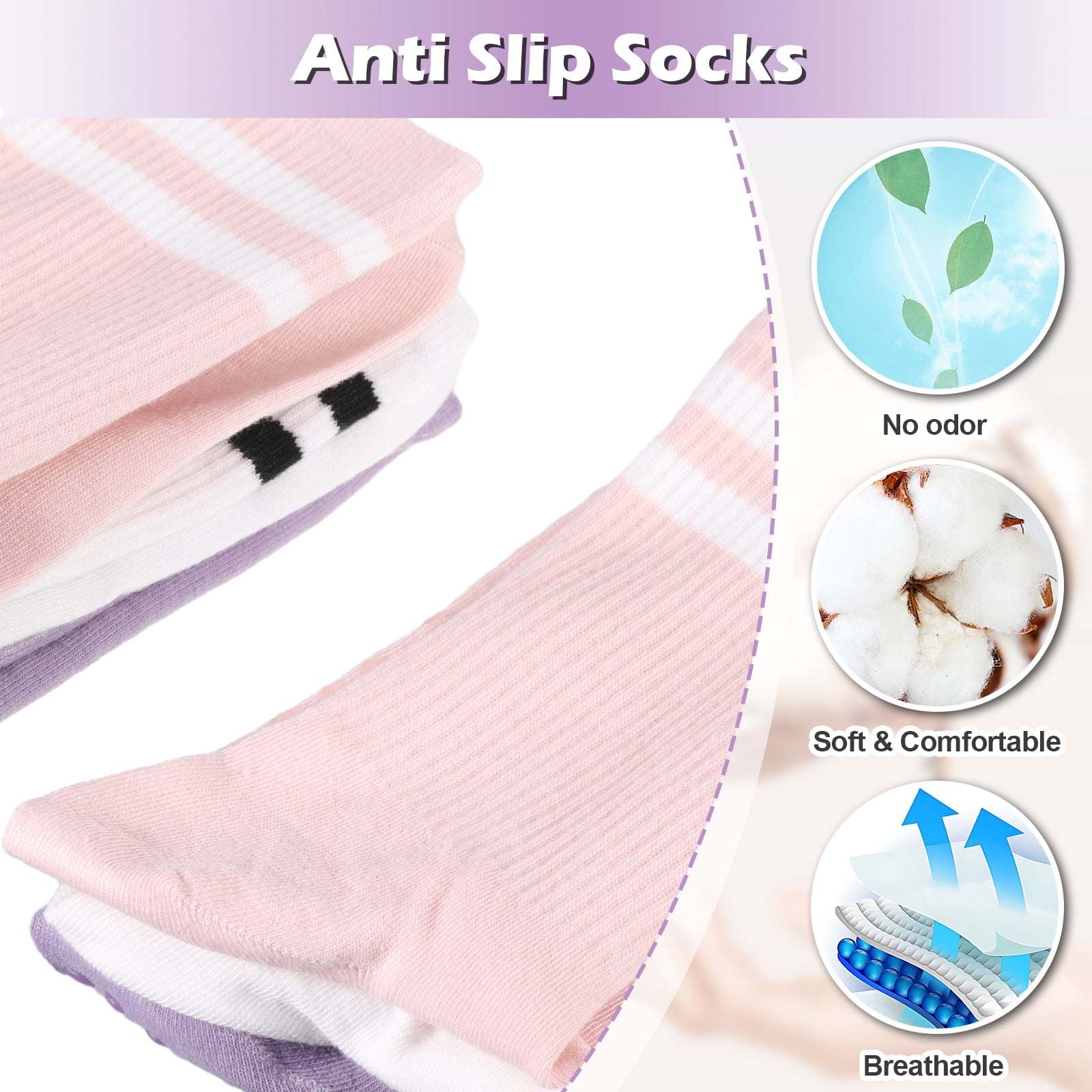 Chaussettes De Yoga Femme Generisch - Antidérapantes, Bretelles Élastiques, Taille 39-42, Blanc