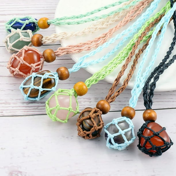 Necklace Cord Stone Holder with Natural Crystal Stone