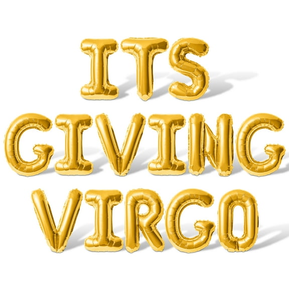 Letter Balloons - ITS GIVING VIRGO 16" Inch Alphabet Letters Foil Mylar Balloon Virgo Birthday Party Banner (Gold)