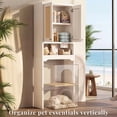 thumbnail image 6 of OMCMUU Over The Toilet Storage Cabinet with Barn Doors & Adjustable Shelf, 66.9" Freestanding Bathroom Storage Cabinet, Space Saving Organizer for Bathroom Laundry, White, 6 of 8