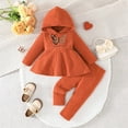 thumbnail image 2 of VNKIDY Girls Outfits Sets Toddler Baby Hooded Tops With Bowknot Solid Color Pants Two Piece Outfits Sets Casual Playwear Comfort, 2 of 9