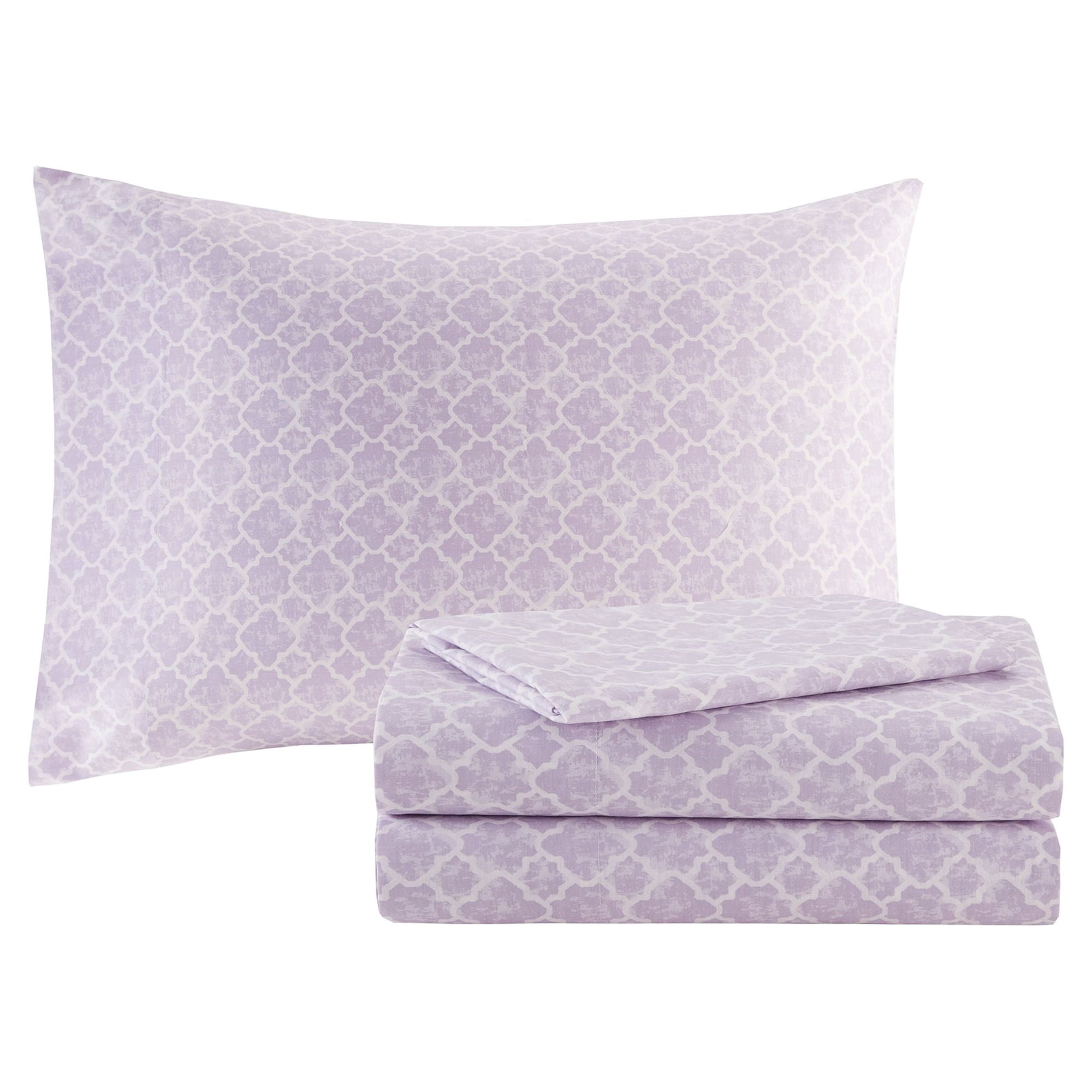 Madison Park Essentials 7 Piece Twin Botanical Comforter Set, Cotton Bed in A Bag with Bedskirt, Spring Purple Floral Comforter Bed Set, Bedding Sets with Flat Sheet and Fitted Sheet for Girls
