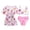w93# Pink249, variant on Wuxian Toddler Girls Swimwear 3 Piece Cute Cartoon Print Drawstring Bikini Set Round Neck High Waist Brief Separates Short Sleeve Cover Up Cardigan Beachwear Summer Swimsuit,Pink,3-4 Years