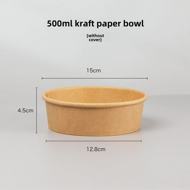 Tazón de papel kraft desechable redondo, caja de almuerzo para ensalada, caja de embalaje para llevar, tazón de papel para sopa, caja de almuerzo