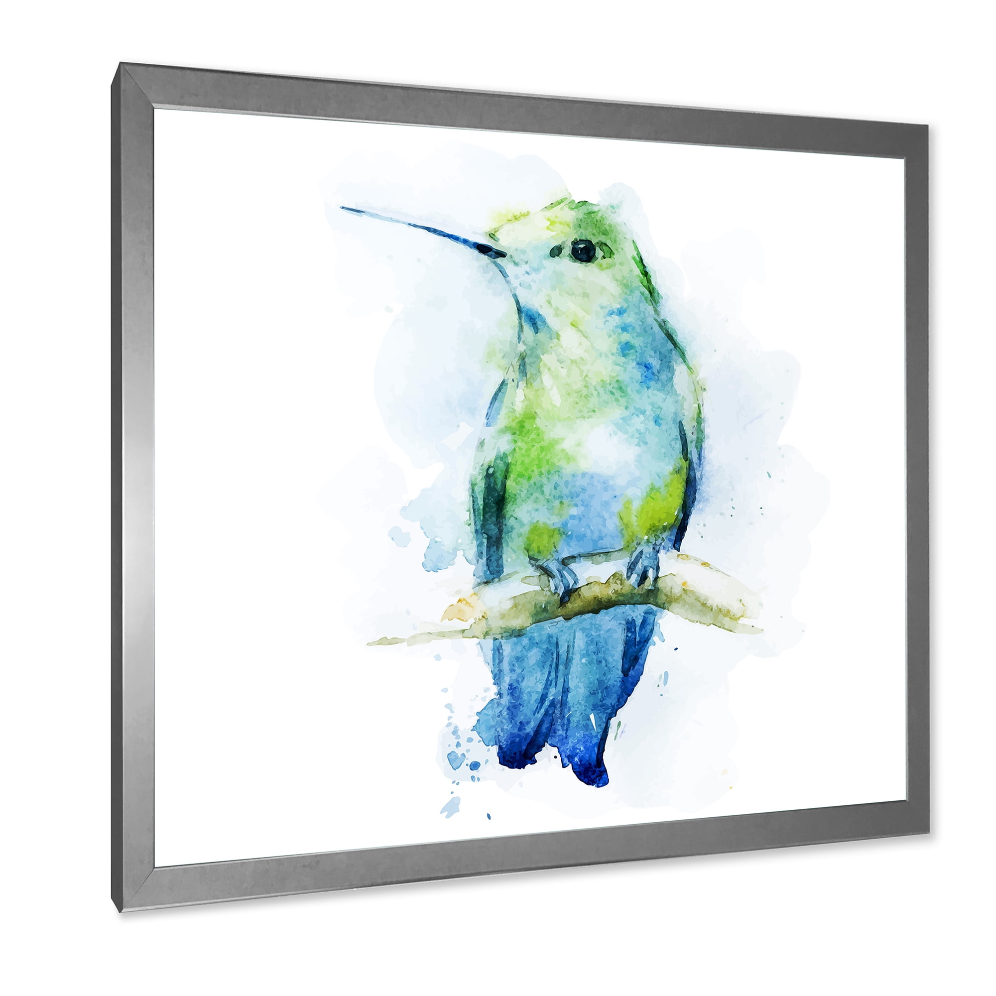Designart 'Colibri Bird On Branch' Traditional Framed Art Print