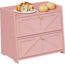 Vintage Double Layer Bread Box for Kitchen Counter Bamboo Bread Storage Container Large Capacity Bread Storage Bin (Pink)