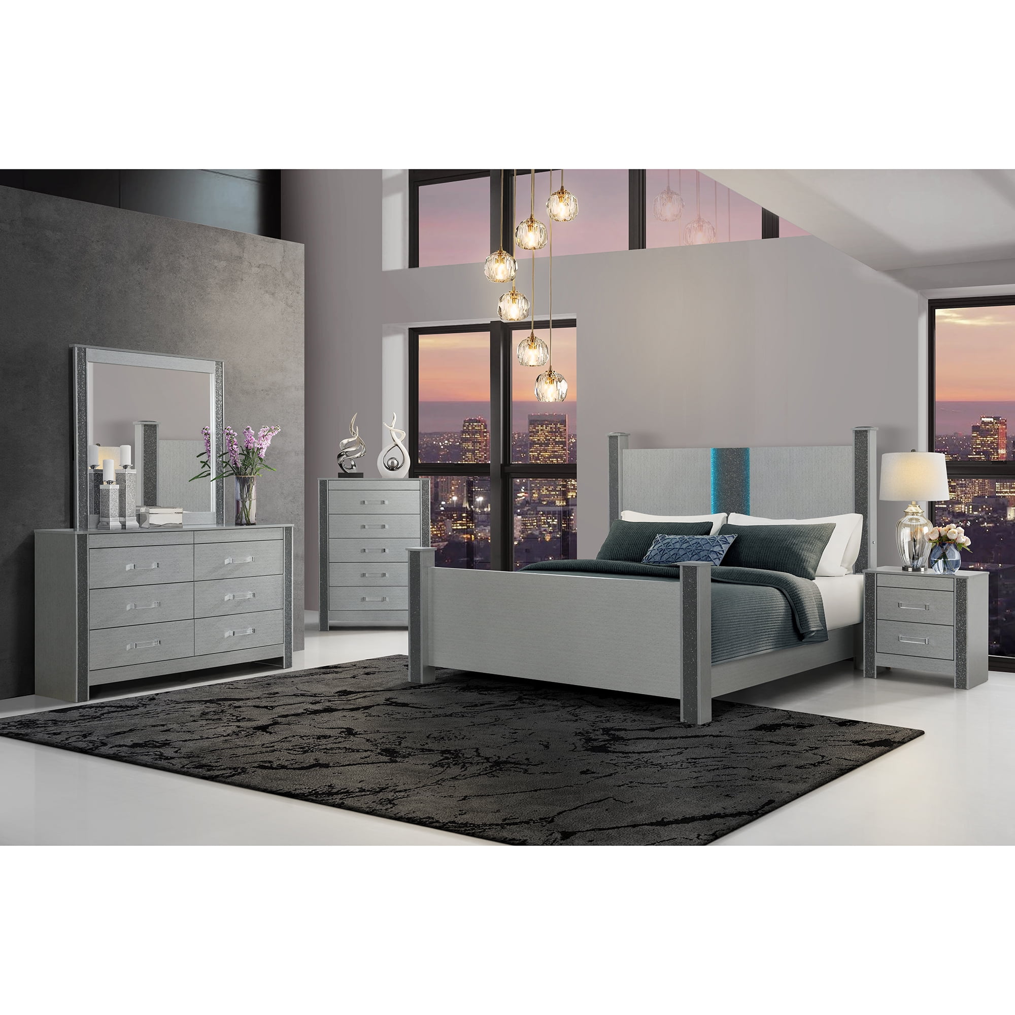 Global Furniture USA Logan Contemporary Silver Nightstand, 1 Count