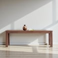 thumbnail image 2 of GZXS Solid Oak Wood Bench, 47.24" Rustic Farmhouse Entryway Bench with Straight Legs, Heavy Duty Dining Bench for Kitchen, Living Room, Hallway, End of Bed, Walnut, 2 of 7