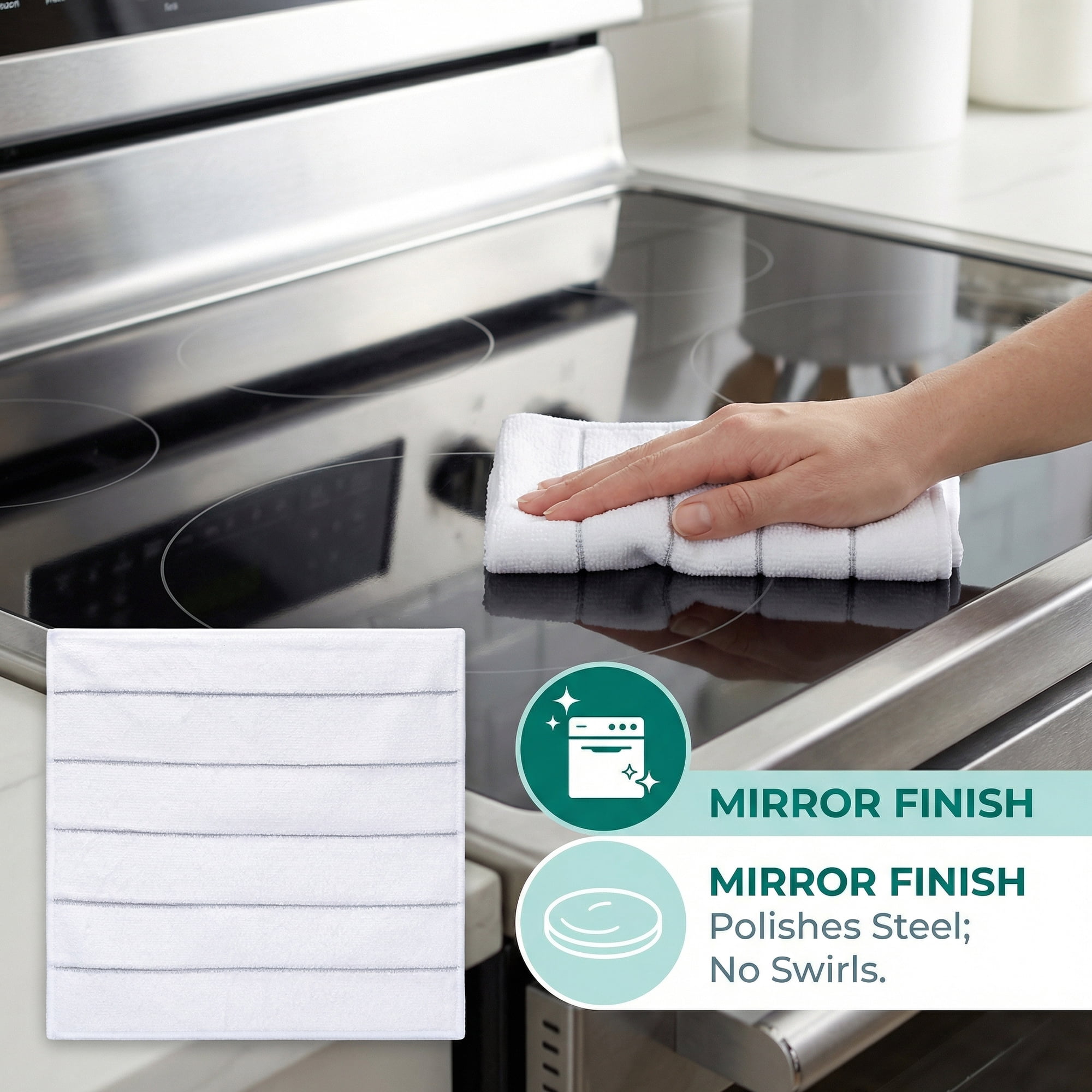 Unique Bargains 6 Pcs Microfiber Absorbent Striped Cleaning Cloths White 12" x 12"