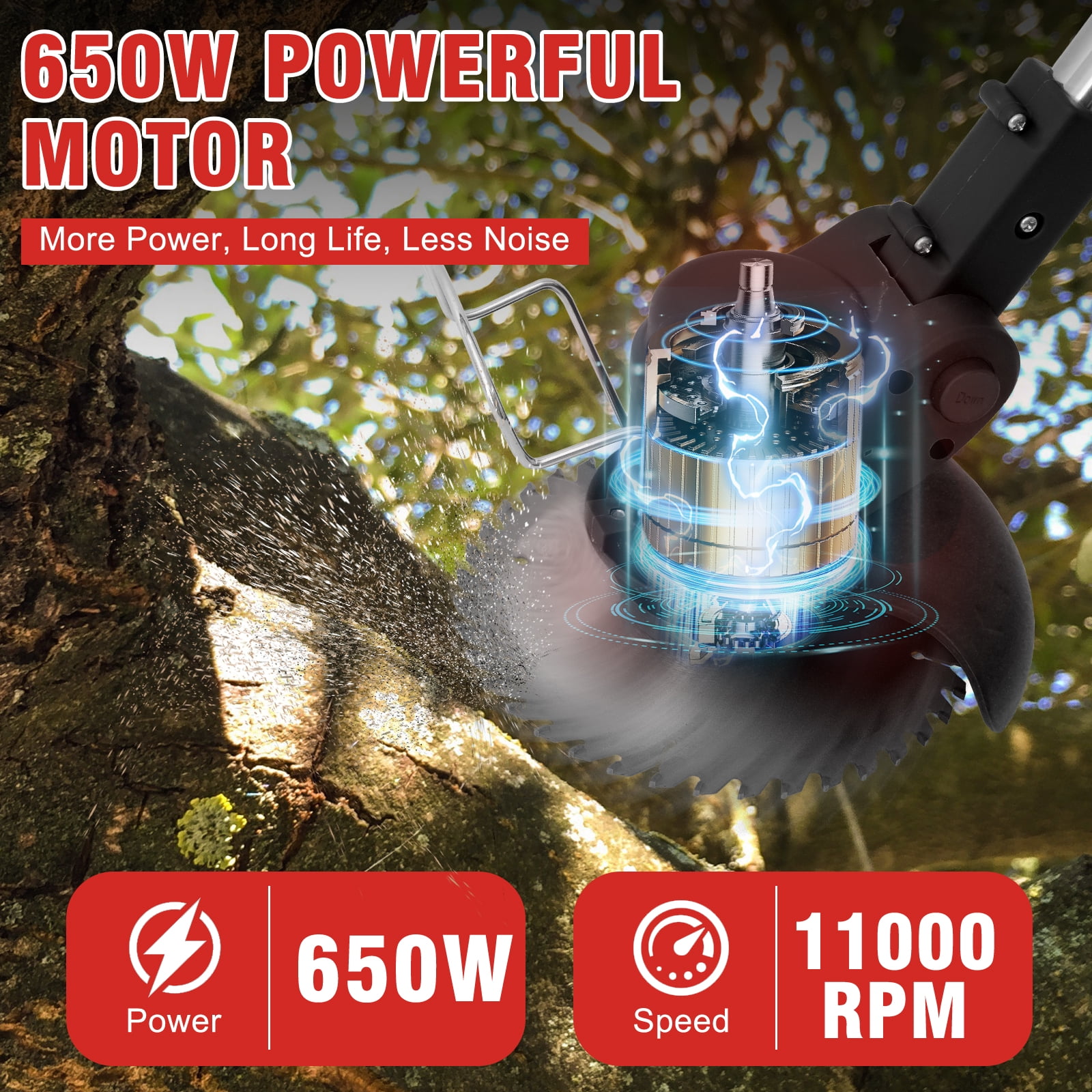 Cordless Weed Eater & Grass Trimmer - 24V Electric with 2PCS 2000mAh Batteries - Ideal for Lawn, Garden & Patio