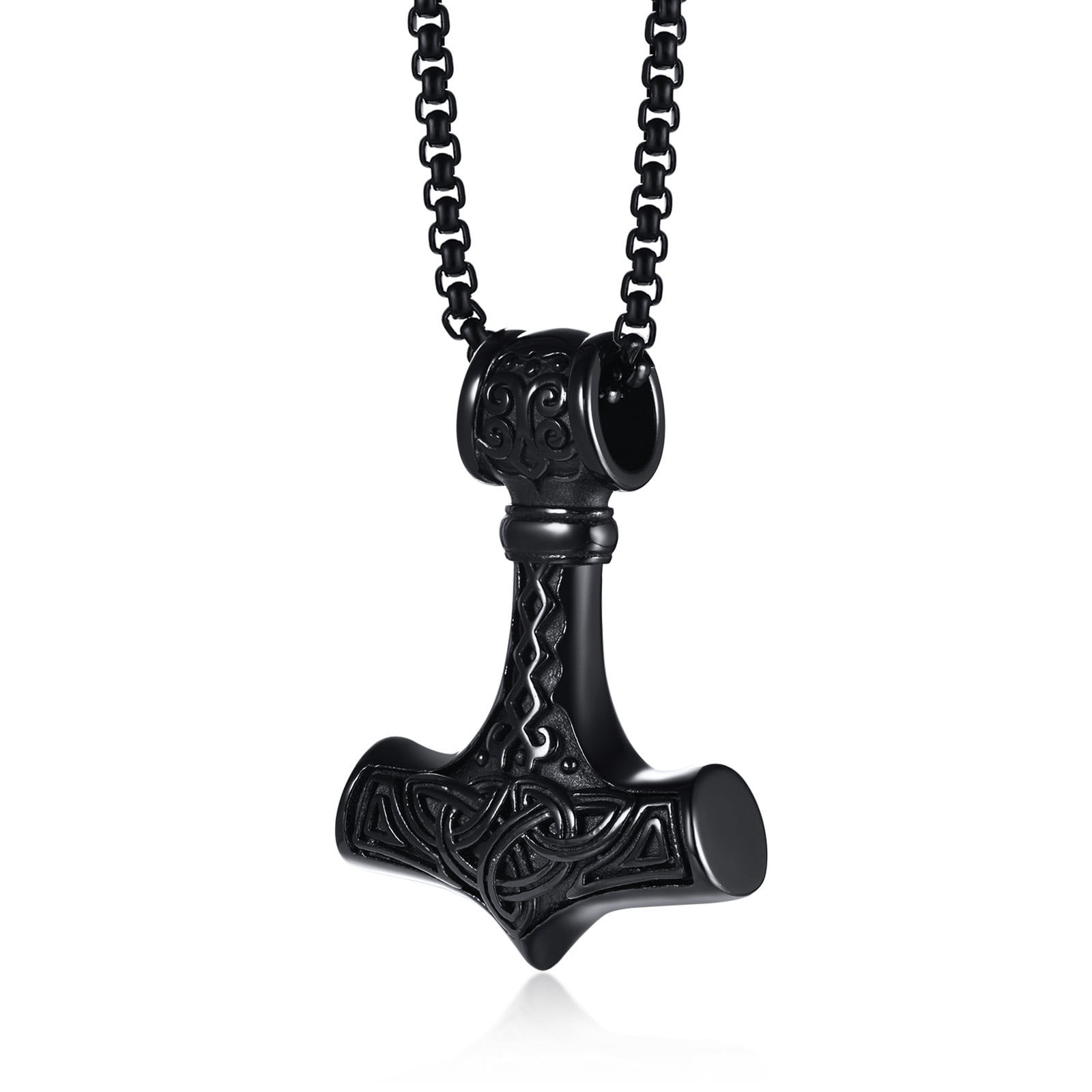 Men Vintage Viking Norse Thor's Hammer Mjolnir Pendant Amulet Necklace Chain 22"