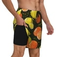 thumbnail image 3 of Picia Orange Lemon pattern Mens Swim Trunks with Compression Liner Stretch Beach Shorts Quick Dry with Zipper Pockets No-Chafing Board Shorts-X-Large, 3 of 9
