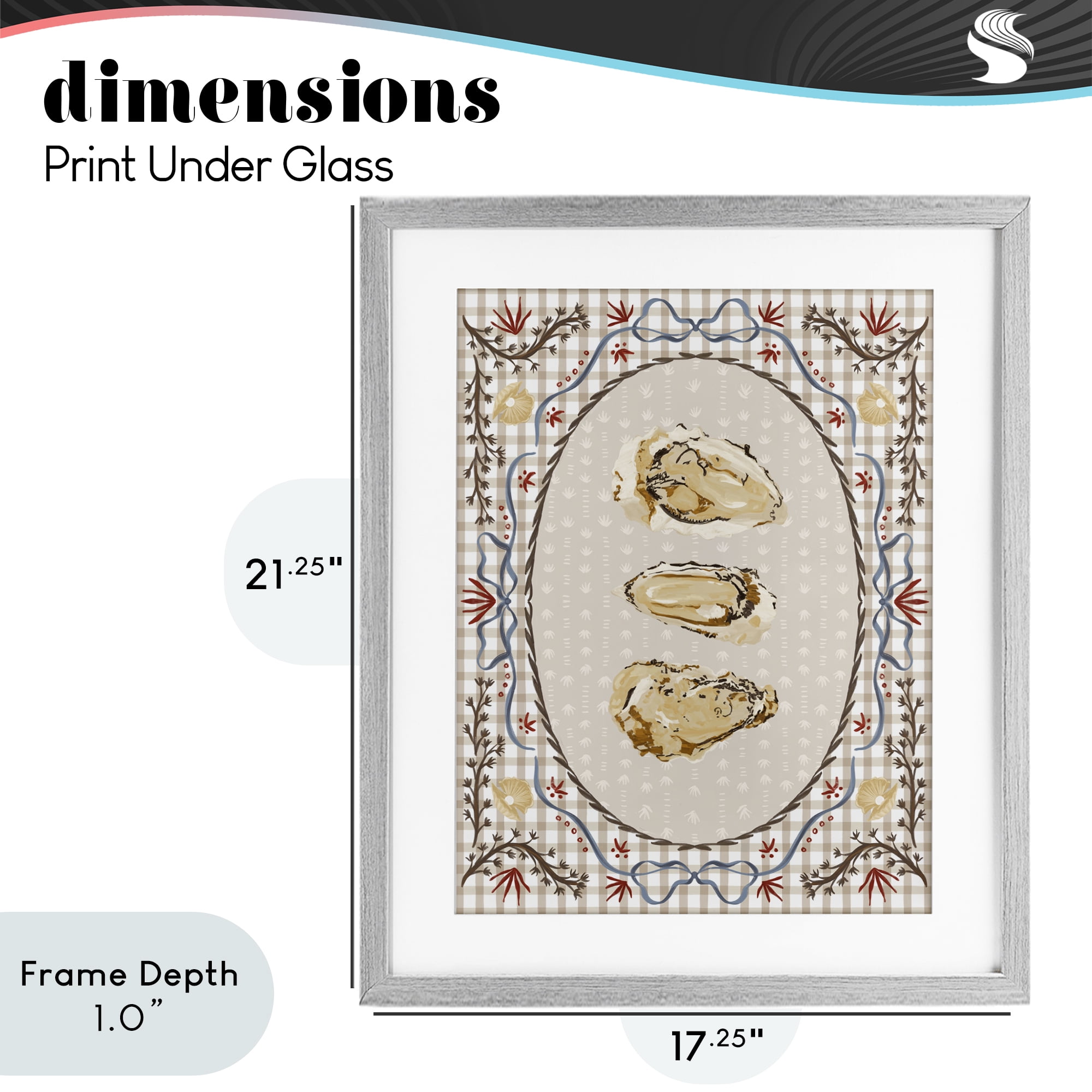 Stupell Industries Vintage Oyster Trio Gray Framed Print Under Glass, design by Vero Illustrates