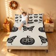 thumbnail image 3 of Homewish Hippie Butterfly Queen Sheets, Halloween Pumpkin Queen Sheet Sets, Beige Black, 4 Pieces (1 Flat Sheet, 1 Fitted Sheet and 2 Pillowcases), 3 of 5