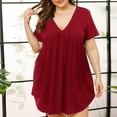thumbnail image 2 of WBQ Plus Size Nightshirt for Women Sexy Deep V Neck Short Sleeve Nightgown Sleepwear Oversized Pleated Sleepshirt Above the Knee Length Nightdress Plus Size Loungewear XL-4XL, 2 of 4