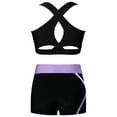 thumbnail image 2 of ZDHoor Girls 2 Piece Dance Crop Top with Booty Shorts Set Gymnastics Dancewear Swimwear Black&Lavender 10, 2 of 5