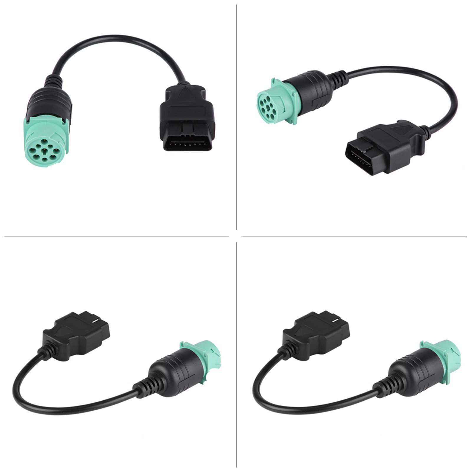 OBD2 Adapter Cable 9-Pin To 16-Pin – 12.4” Heavy Duty Truck Diagnostic Cable For Cummins Engine Scanners