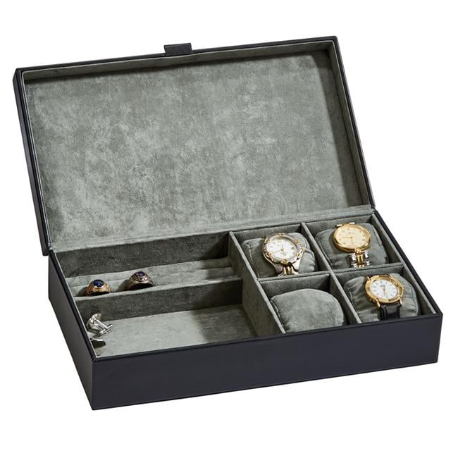 Creative Gifts International 056570 12 X 6 75 In Leather Jewelry Box 44 Black Walmart Canada