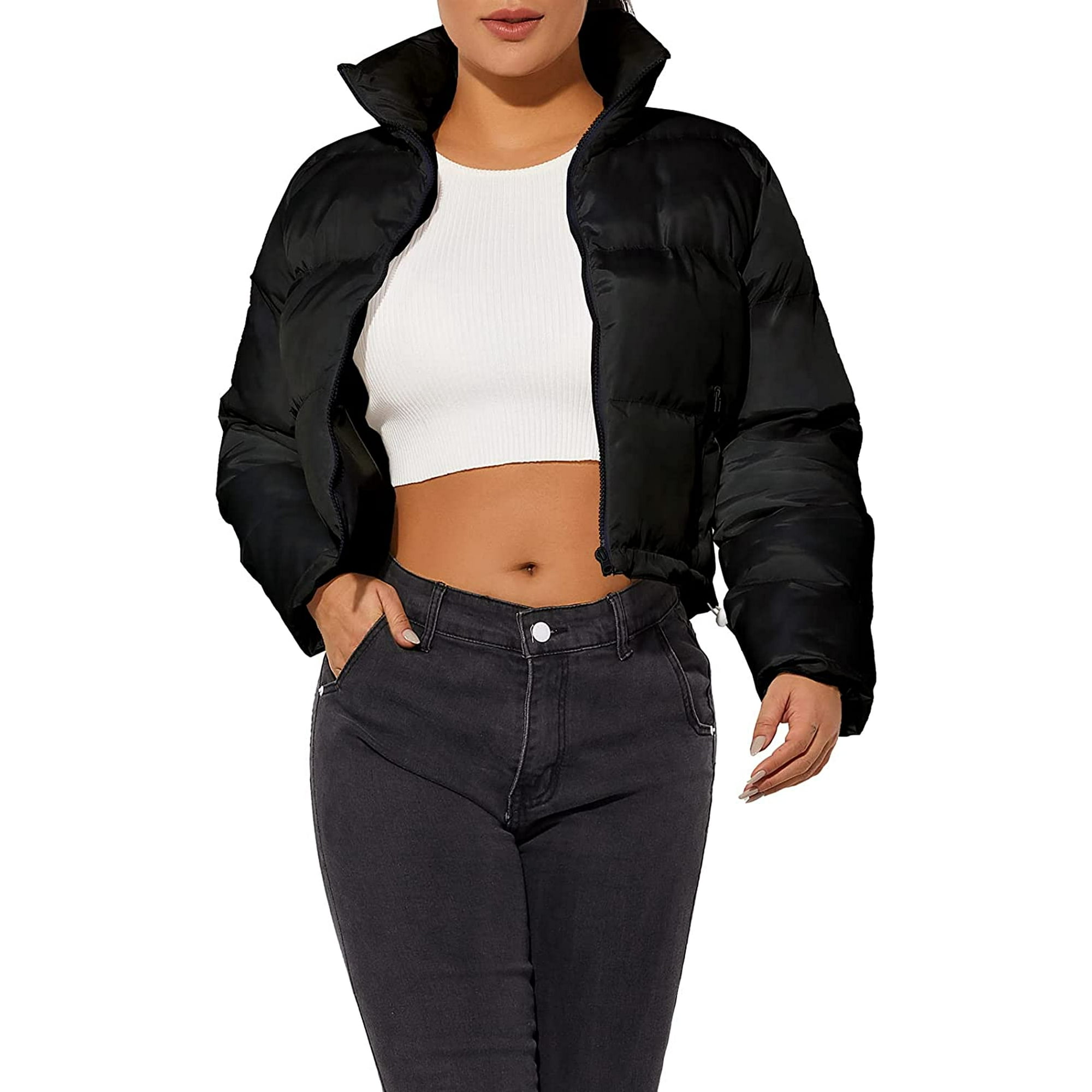 Black cropped bubble jacket best sale
