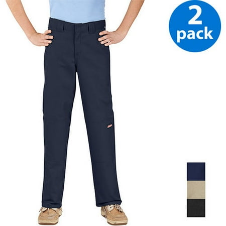 Dickies Boys; Double-Knee Twill Wrinkle Resistant Pants, 2-Pack Value Bundle