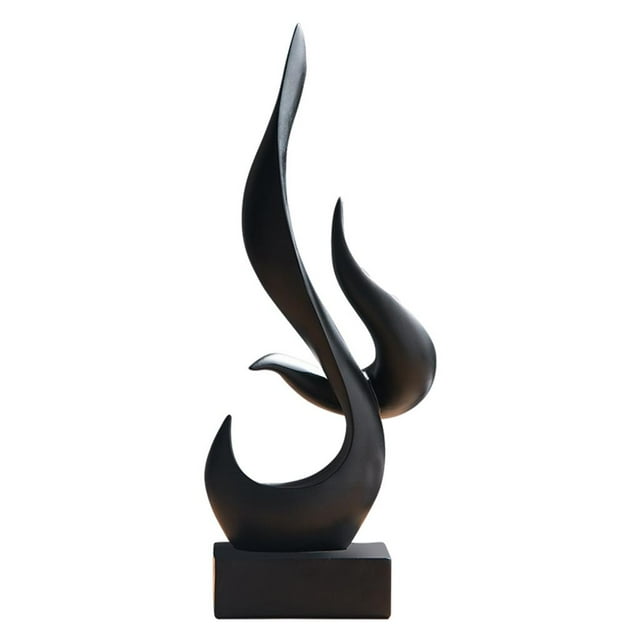 Modern Abstract Statues Sculpture Resin Artistic Living Room Flame Shape Figurines Desktop Decorations, Shelf Bookshelf Decor , Black