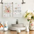 thumbnail image 2 of Happy Easter Bunny Flower Kitchen Dish Towels, 18 x 26 Inch Seasonal Spring Easter Rabbit Ultra Absorbent Drying Cloth Tea Towels for Cooking Baking Set of 2, 2 of 6