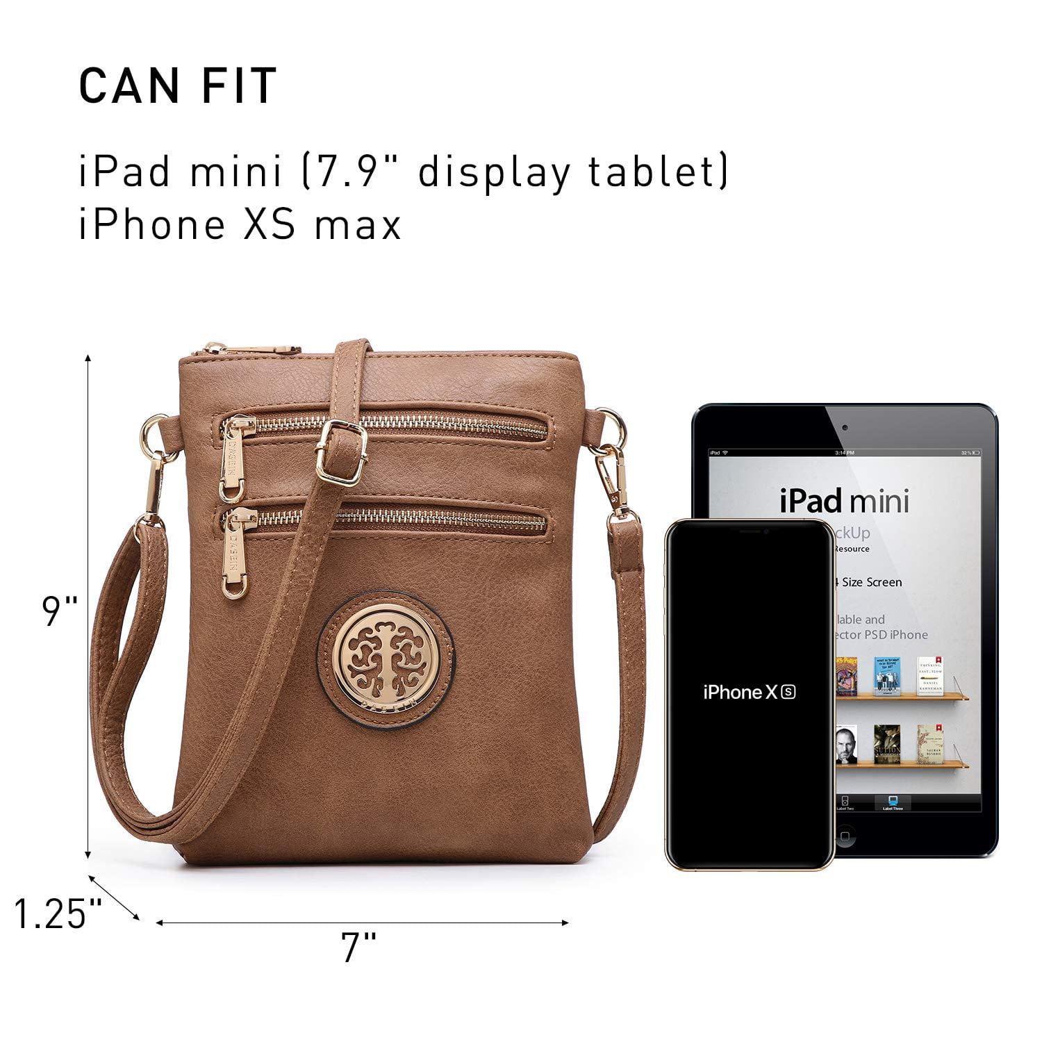 Dasein Medium Crossbody Bags for Women Handbag Lightweight Crossbody Purses with Multi Pockets