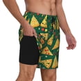 thumbnail image 2 of Naloa Pizza Print Men Swim Trunks with Compression Liner ,Board Shorts,Men's Swim Shorts with Drawstring and Elastic Waistband-Medium, 2 of 6