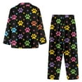 thumbnail image 4 of Kuiaobaty Colorful Dog Paw Pattern Pajamas Set for Women 2pcs Long Sleeve Button Down Sleepwear Nightwear Soft Pjs Lounge Sets Tops and Pants with Pockets, Size XS, 4 of 7
