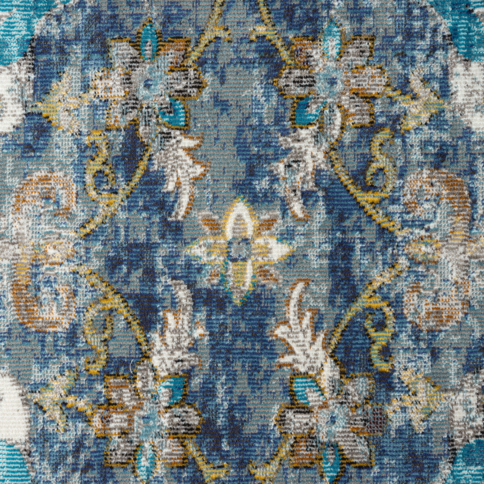 Ox Bay Ada 7'6" Round Navy Blue Floral Durable Indoor Area Rug