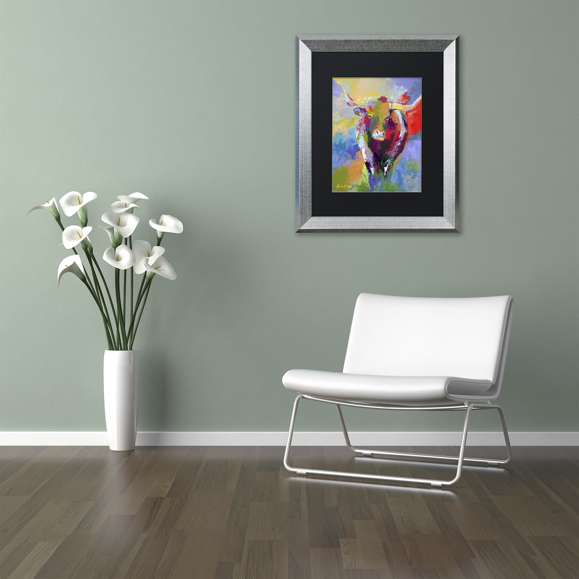 Richard Wallich 'Longhorn' Black Matted Framed Art