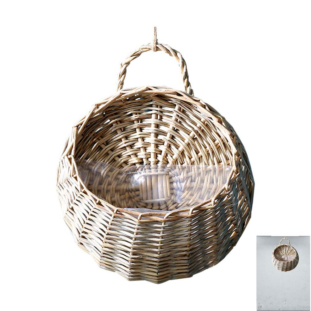 Okefdwalm Woven Rattan Planters Wall Planter Basket Woven Wicker Baskets For Wall Storage
