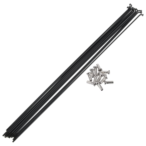 Rayos de bicicleta Unique Bargains 14G, rayos de rueda de bicicleta de acero inoxidable 304, 1 juego negro de 291 mm