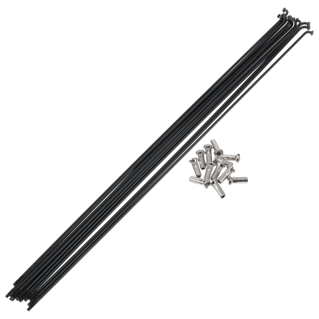 Rayos de bicicleta Unique Bargains 14G, rayos de rueda de bicicleta de acero inoxidable 304, 1 juego negro de 295 mm